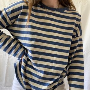 Zara Blue & Cream Striped Long Sleeve Tee